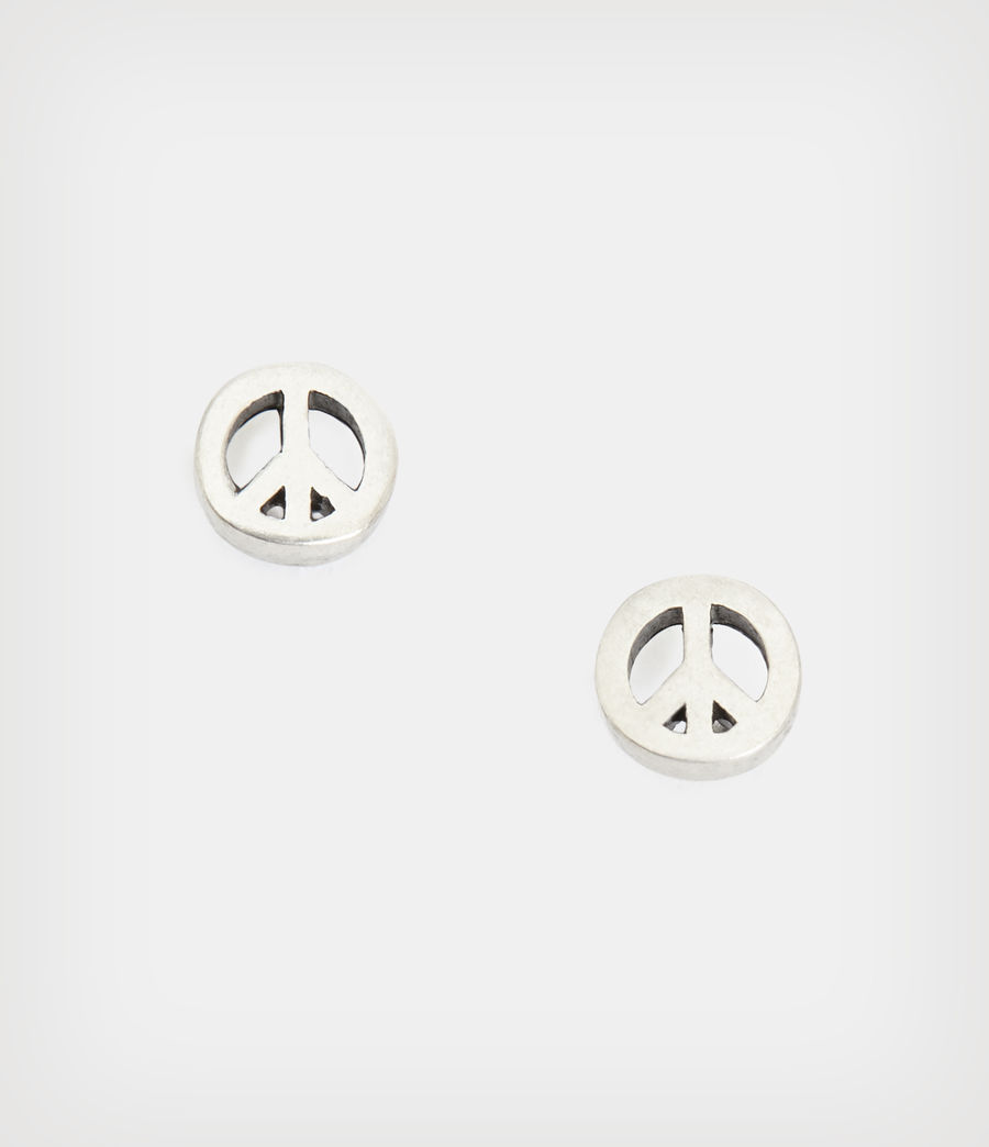 Men's Peace Sterling Silver Mini Stud Earrings (warm_silver) - Image 3