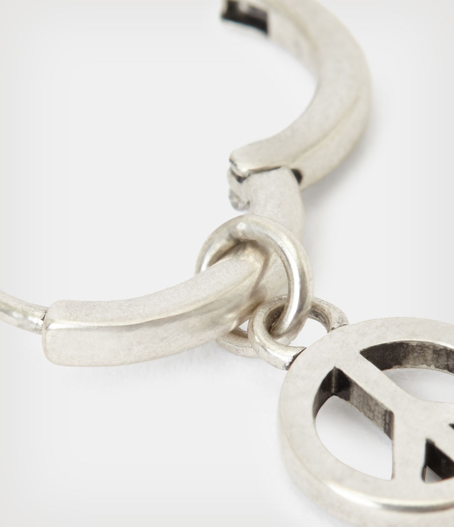 Men's Peace Sterling Silver Hoop Earring (warm_silver) - Image 5