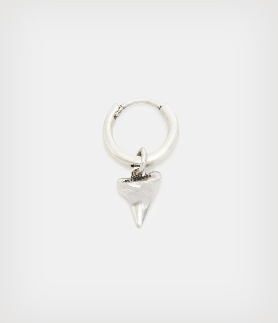 Men's Shark Tooth Sterling Silver Hoop Earrings (warm_silver) - Image 1