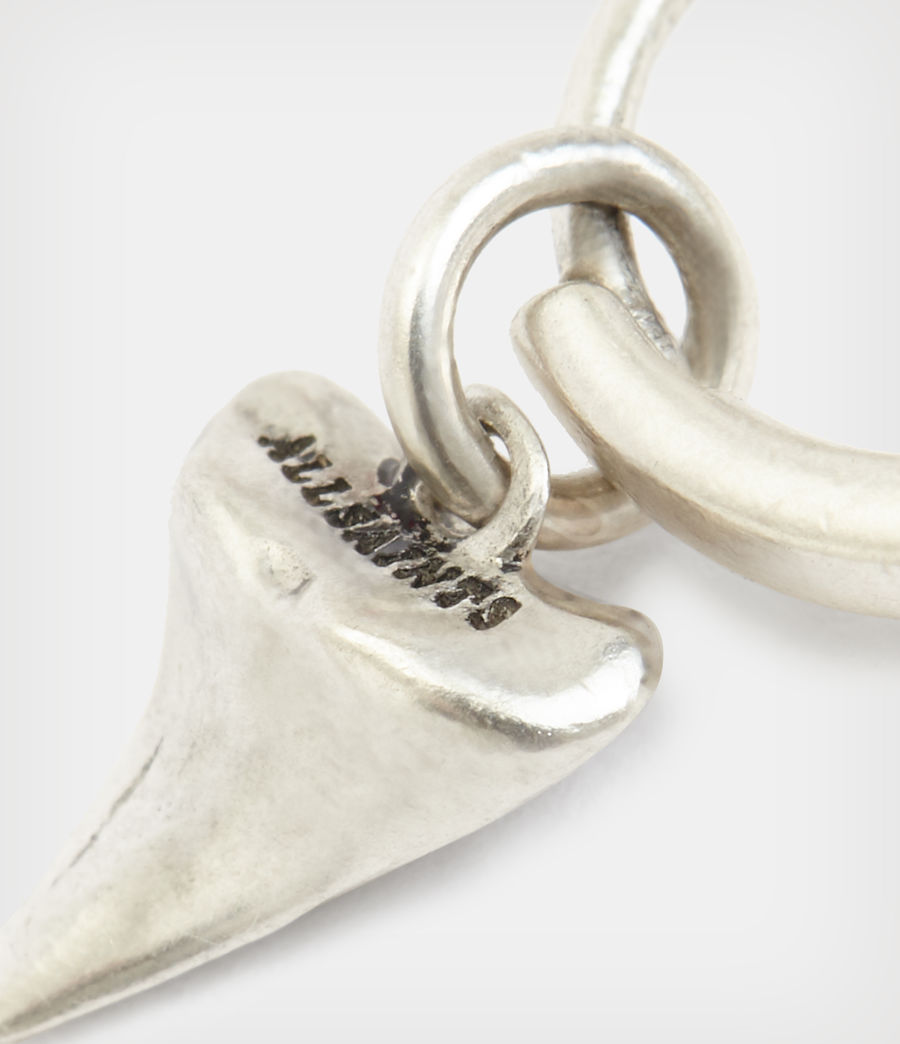 Men's Shark Tooth Sterling Silver Hoop Earrings (warm_silver) - Image 3