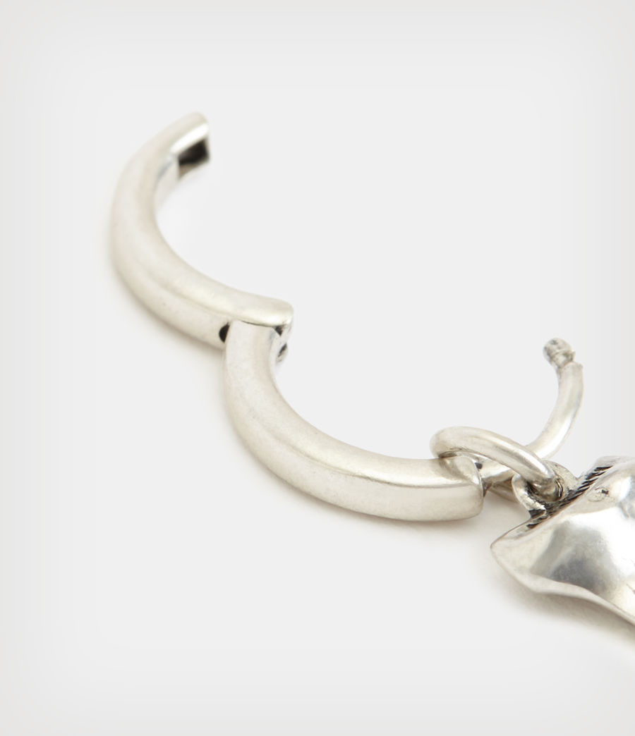 Men's Shark Tooth Sterling Silver Hoop Earrings (warm_silver) - Image 4