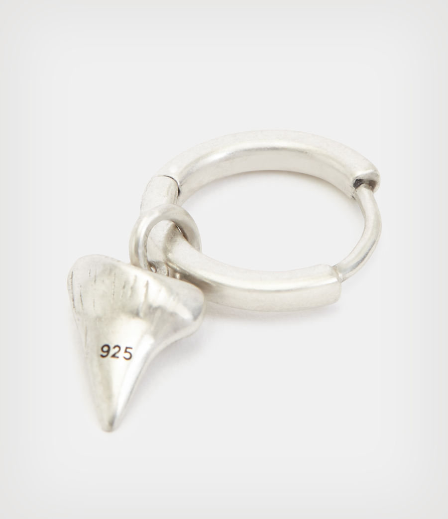 Men's Shark Tooth Sterling Silver Hoop Earrings (warm_silver) - Image 5