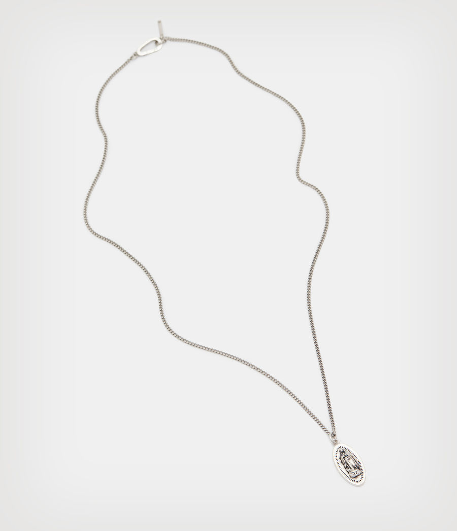 Mens Saint Sterling Silver Necklace (warm_silver) - Image 4