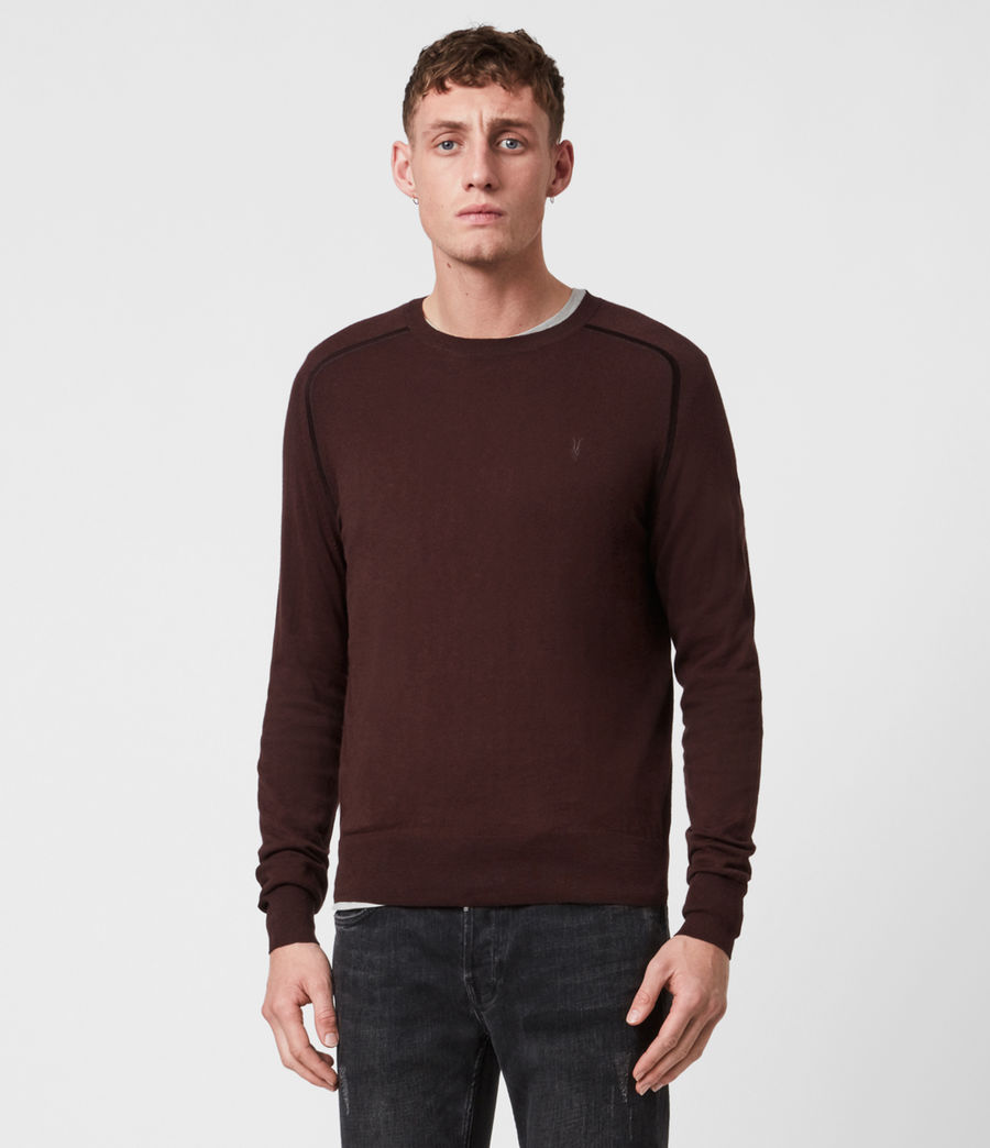 ALLSAINTS UK: Mens Harlen Crew Jumper (oxblood_red)