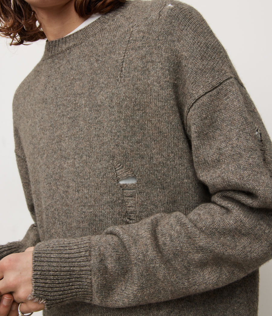 Mens Vicious Crew Wool Sweater (fawn_brown_marl) - Image 2