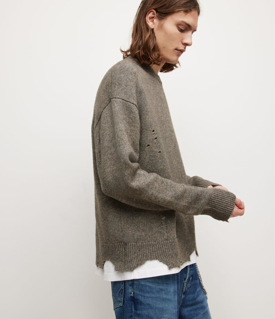 Mens Vicious Crew Wool Sweater (fawn_brown_marl) - Image 4