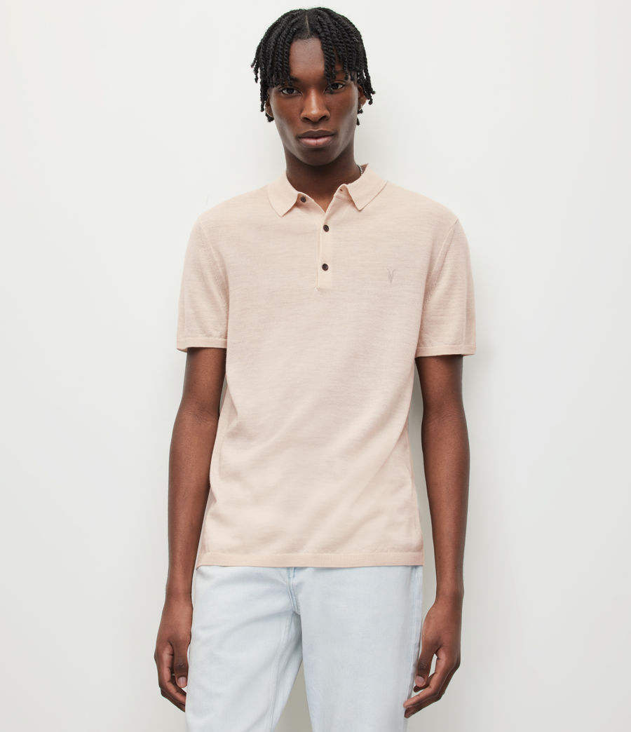Mens Mode Merino Short Sleeve Polo Shirt (biscuit_taupe_marl) - Image 1