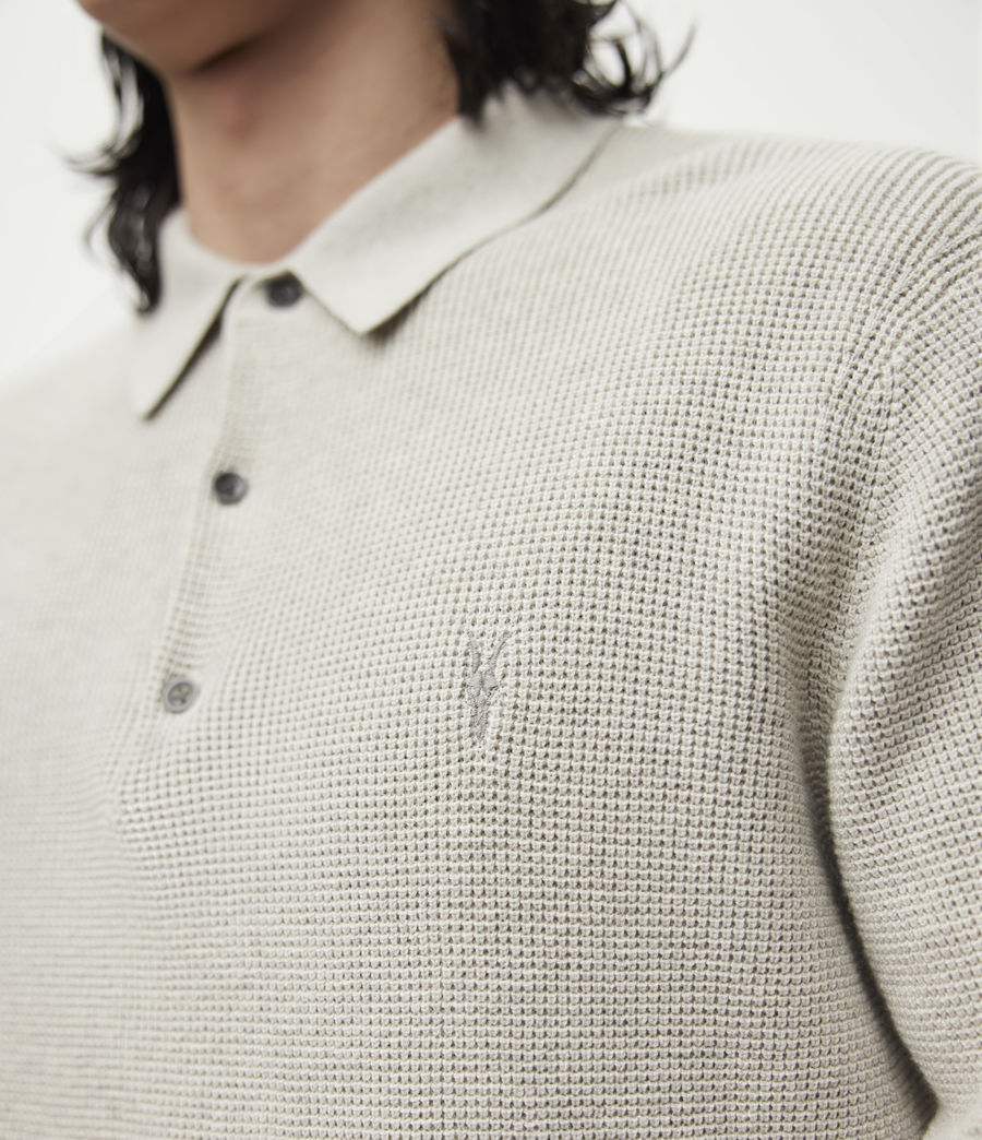 Mens Aspen Long Sleeve Polo Sweater (light_grey_marl) - Image 2