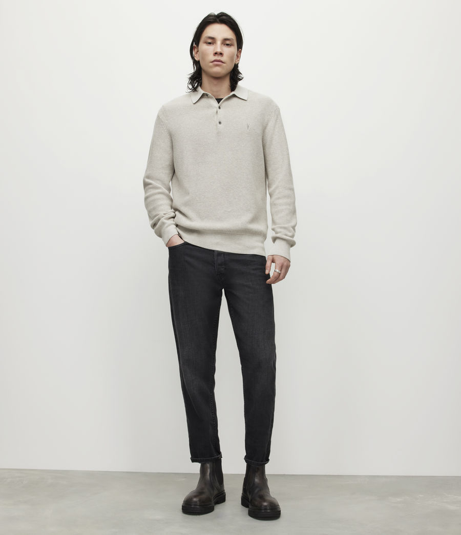 Mens Aspen Long Sleeve Polo Sweater (light_grey_marl) - Image 3