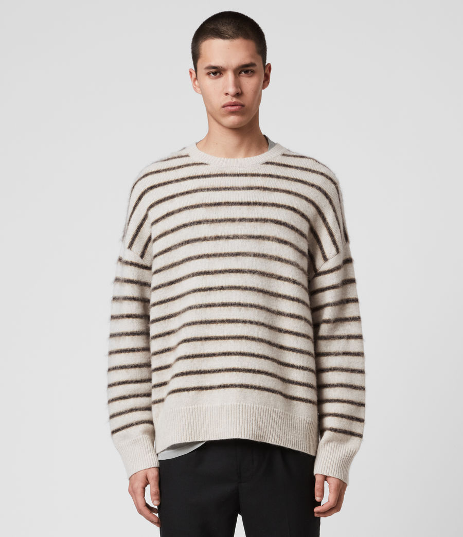 all saints black and white striped jumper