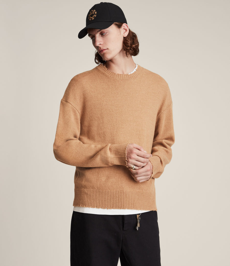 Mens Luxor Organic Wool Crew Sweater (camel_brown) - Image 1