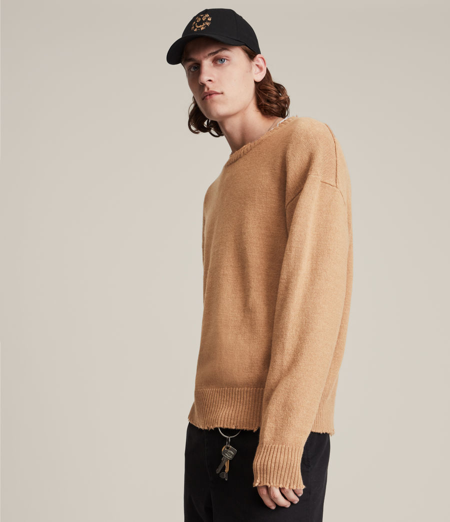 Mens Luxor Organic Wool Crew Sweater (camel_brown) - Image 4