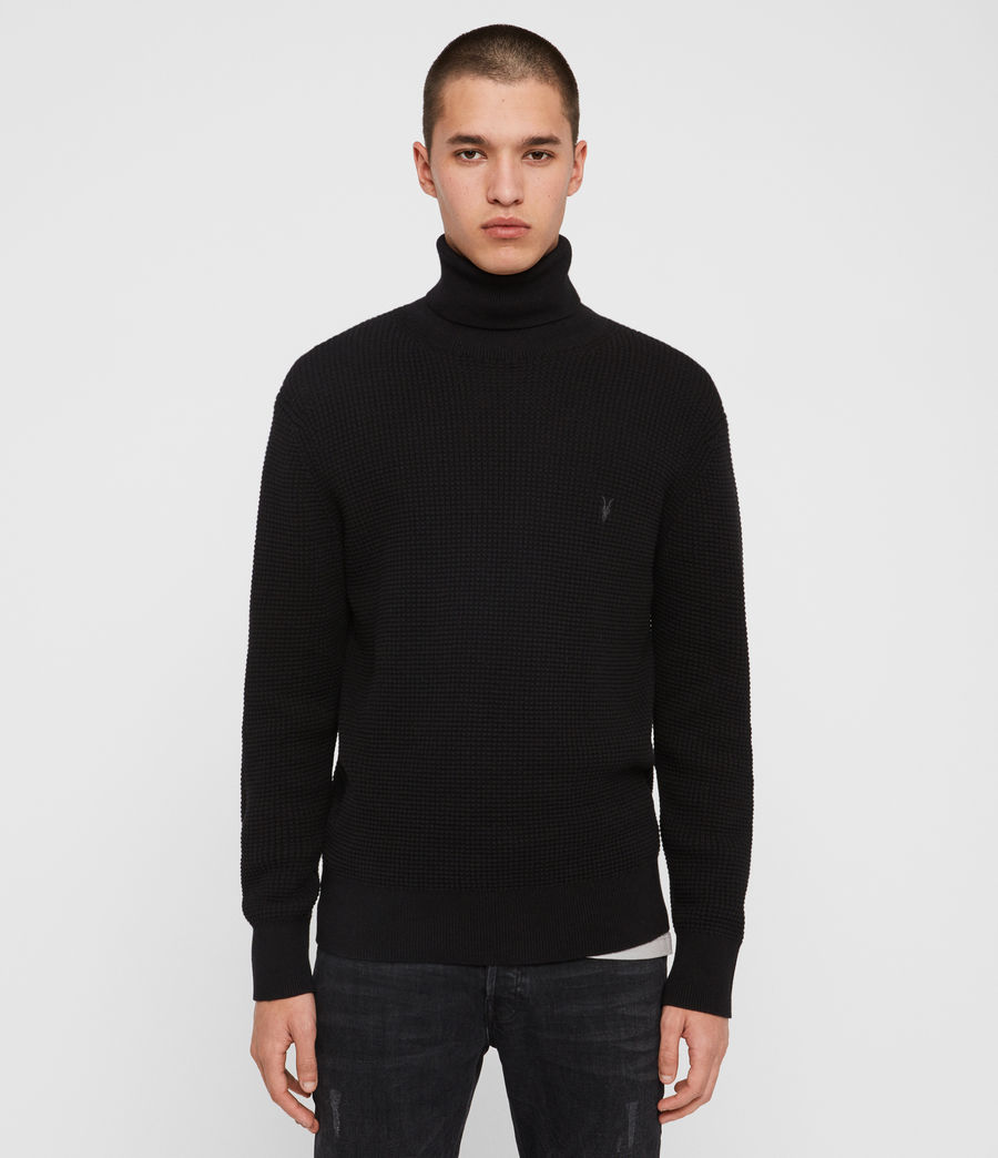 mens ecru roll neck jumper