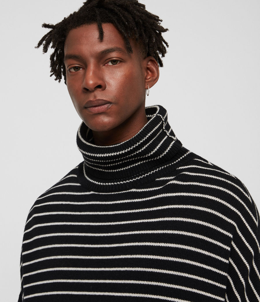 mens ecru roll neck jumper