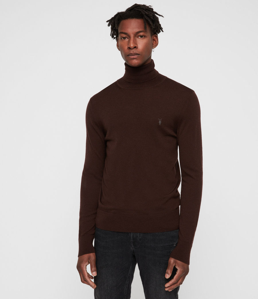 mens red roll neck jumper