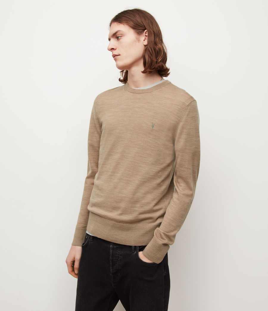 Mens Mode Merino Crew Sweater (rye_brown_marl) - Image 1