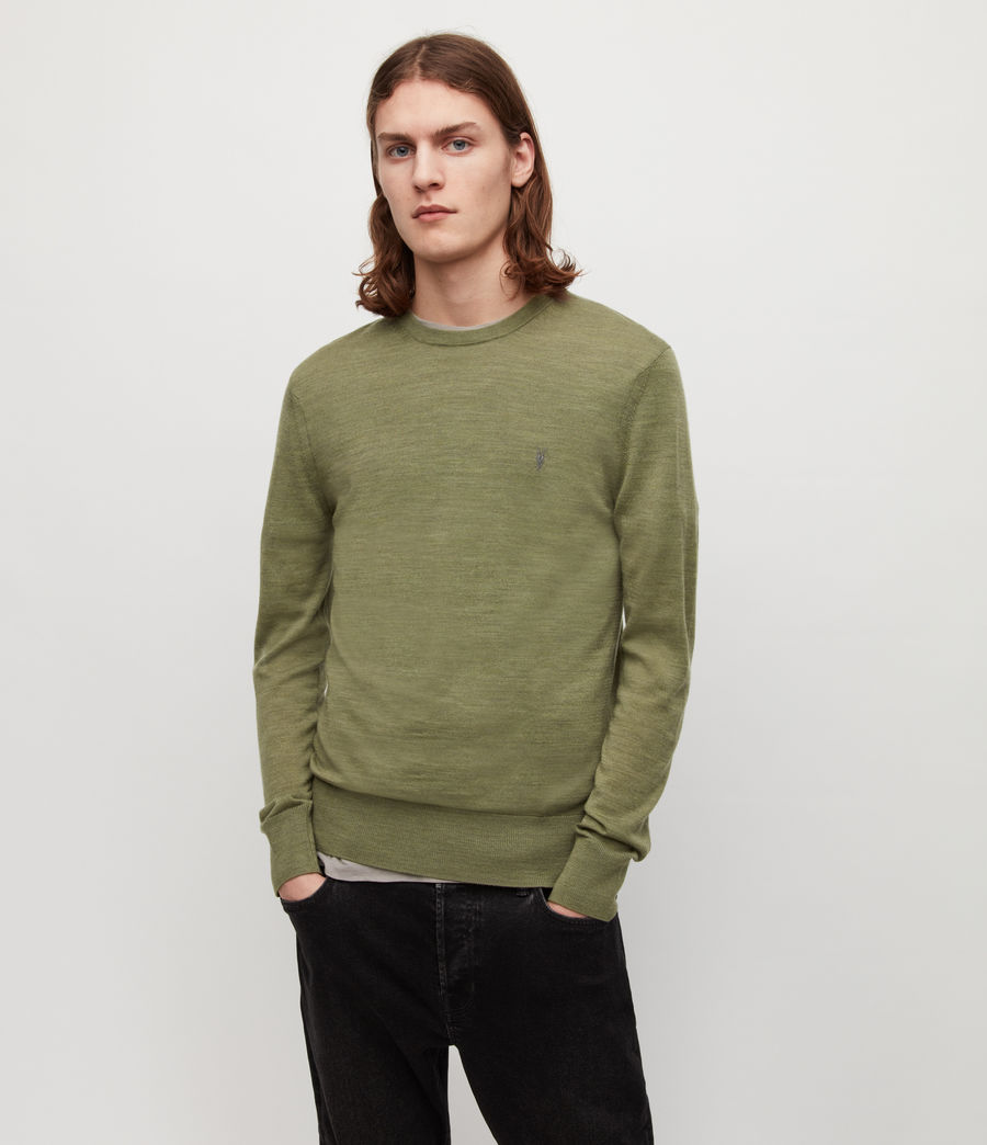Mens Mode Merino Crew Sweater (moss_green_marl) - Image 1