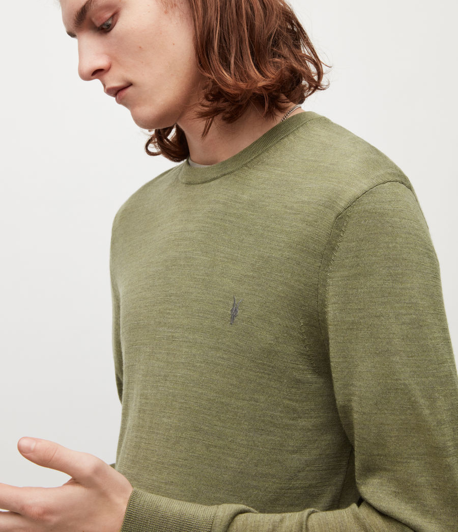 Mens Mode Merino Crew Sweater (moss_green_marl) - Image 2