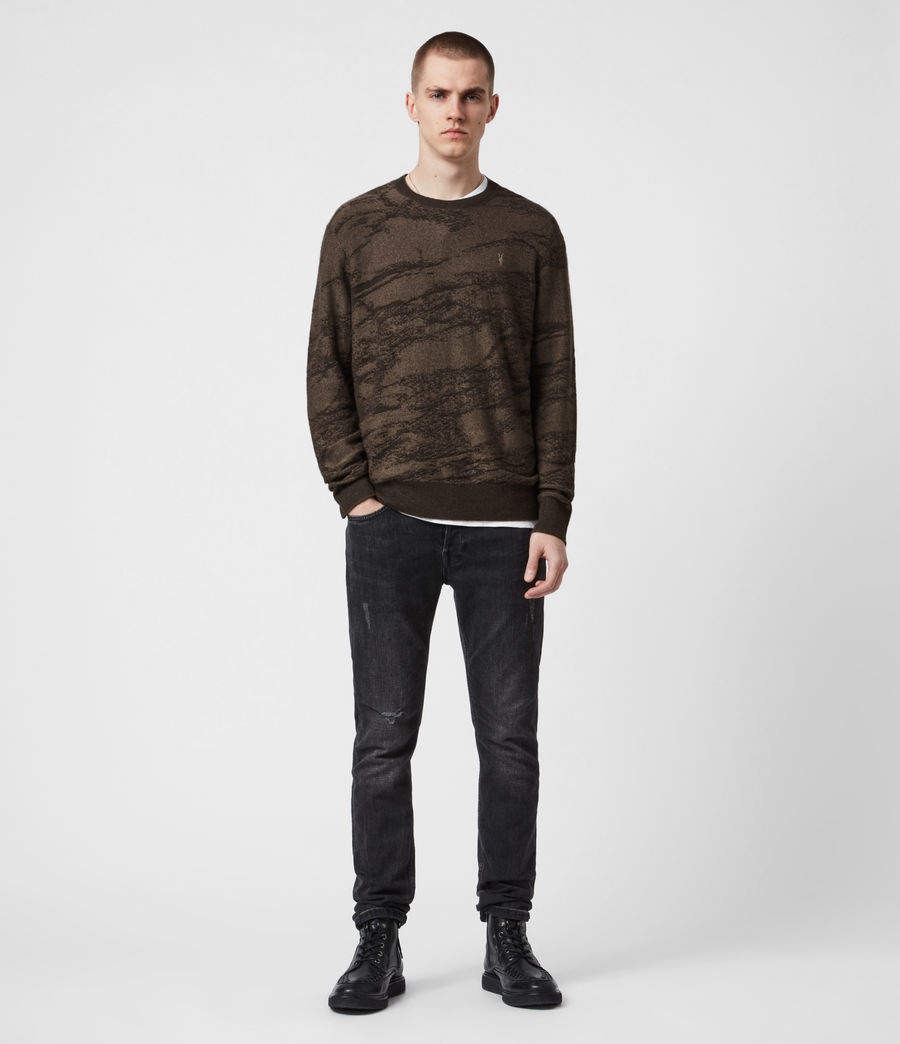 Allsaints Uk Mens Enzo Crew Jumper Khaki Brown