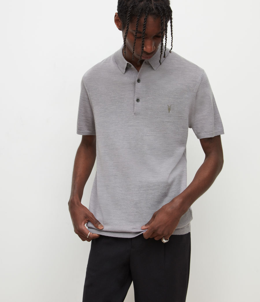 Mens Mode Merino Short Sleeve Polo Shirt (dusty_lilac_marl) - Image 1