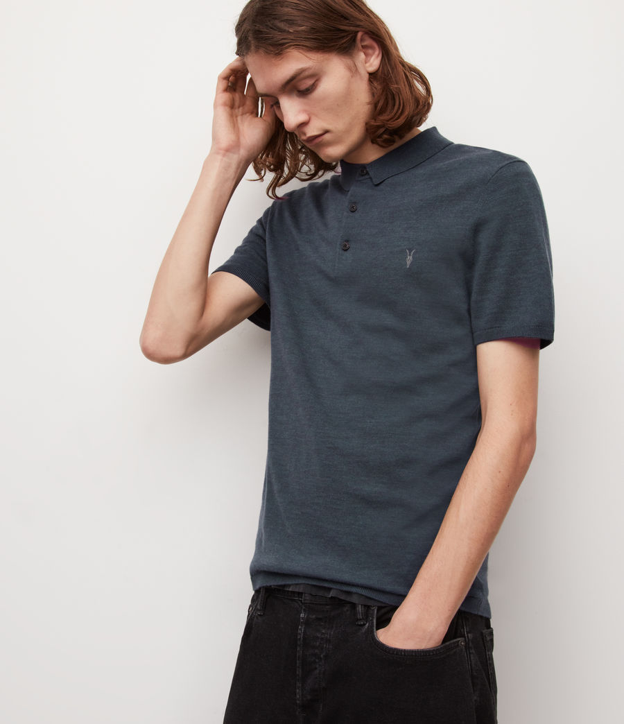 Men's Mode Merino Short Sleeve Polo Shirt (hazed_blue_marl) - Image 1
