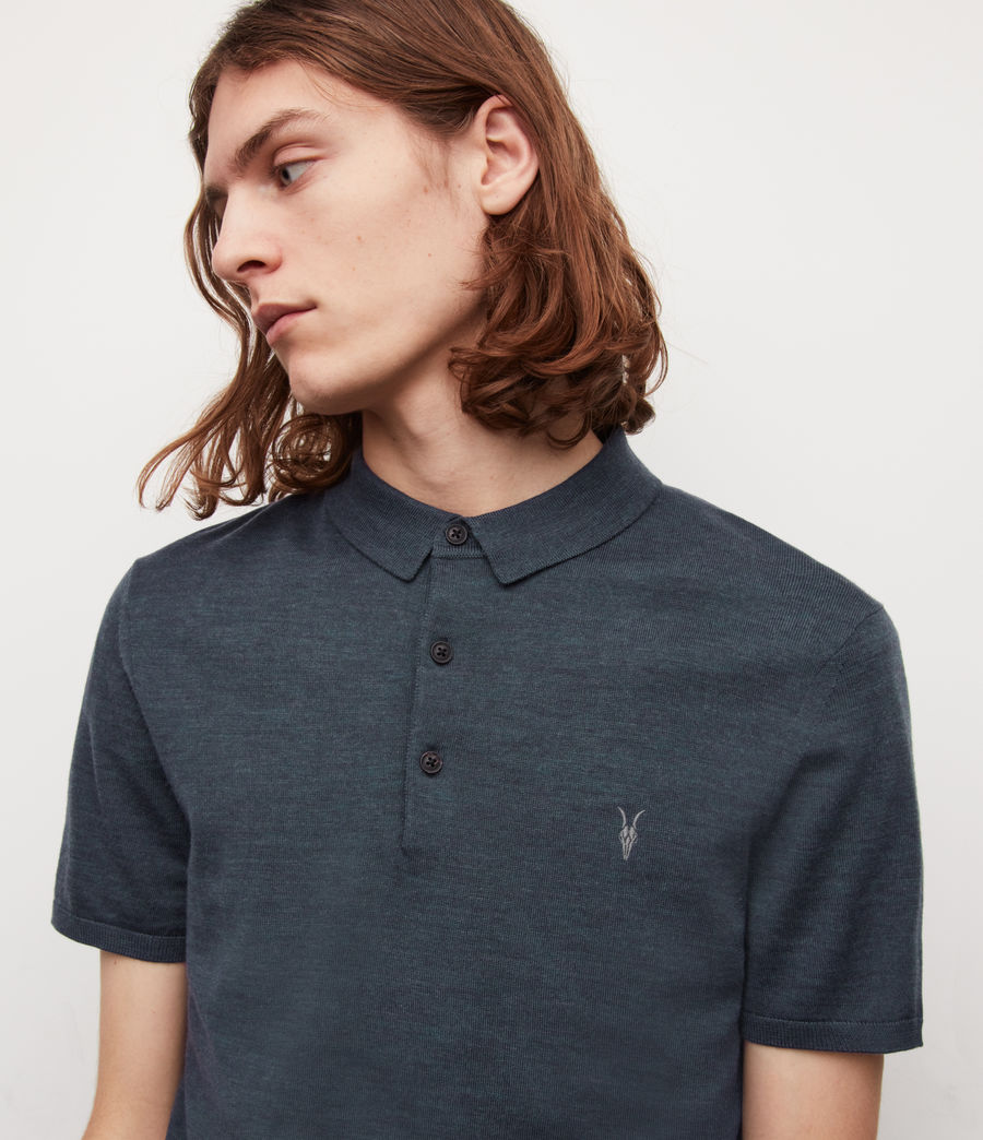 Men's Mode Merino Short Sleeve Polo Shirt (hazed_blue_marl) - Image 2