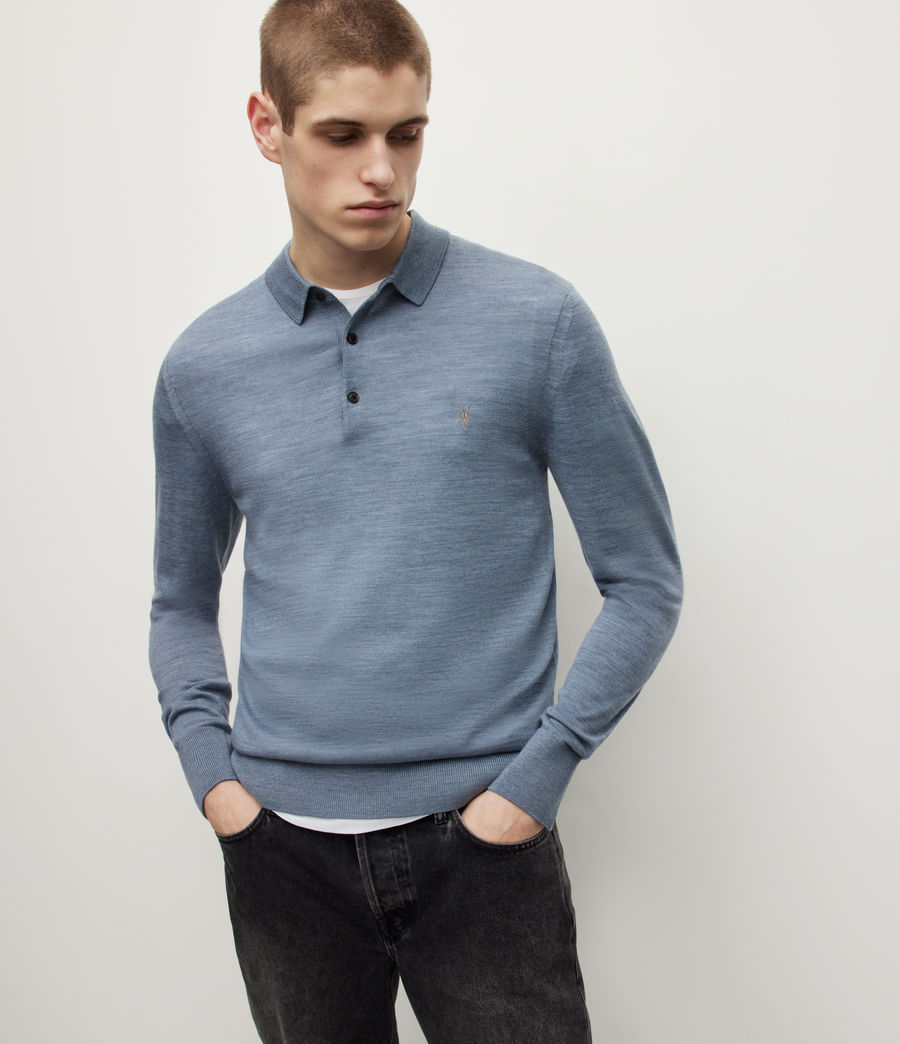 Mens Mode Merino Polo Sweatshirt (como_blue_marl) - Image 1