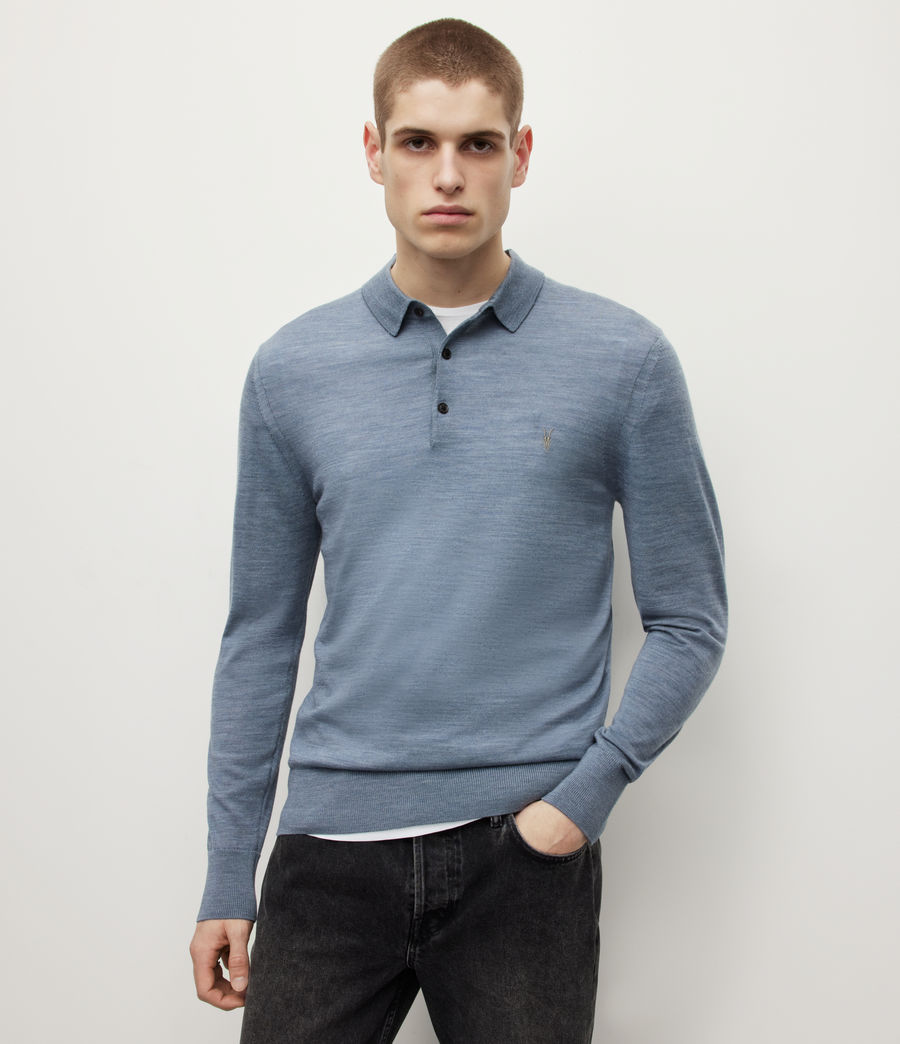 Mens Mode Merino Polo Sweatshirt (como_blue_marl) - Image 4
