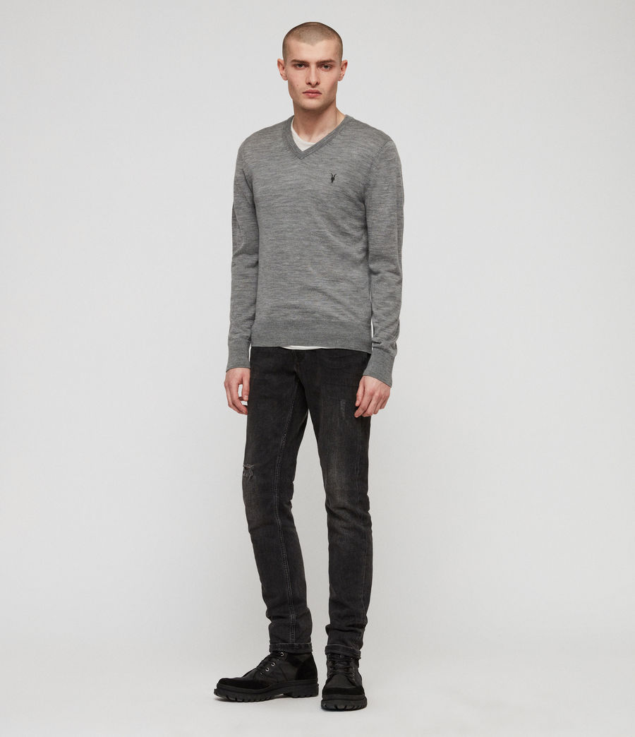 ALLSAINTS UK: Mens Mode Merino V-neck Jumper (grey_marl)