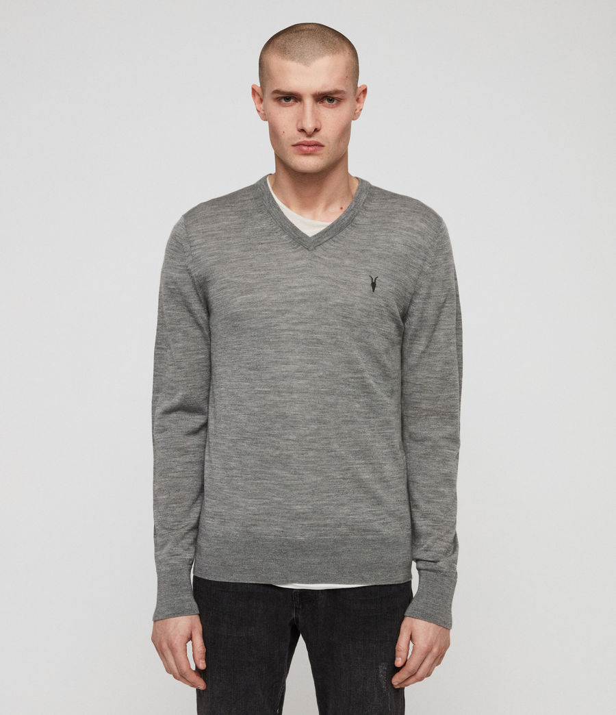 men's v neck grey jumper