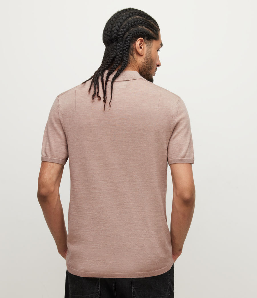 Men's Mode Merino Short Sleeve Polo Shirt (peach_taupe_marl) - Image 4