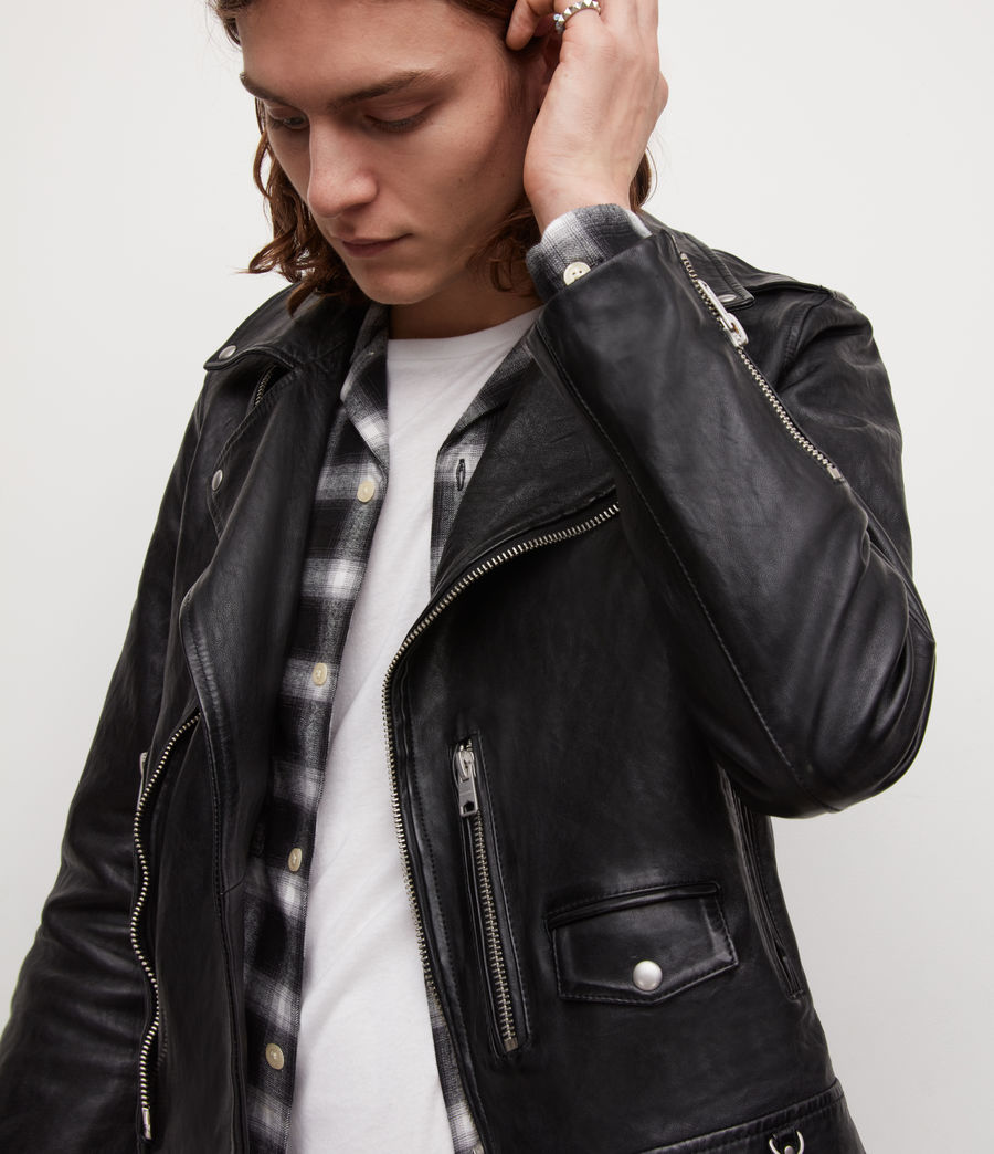 Men's Sora Leather Biker Jacket (black) - Image 2
