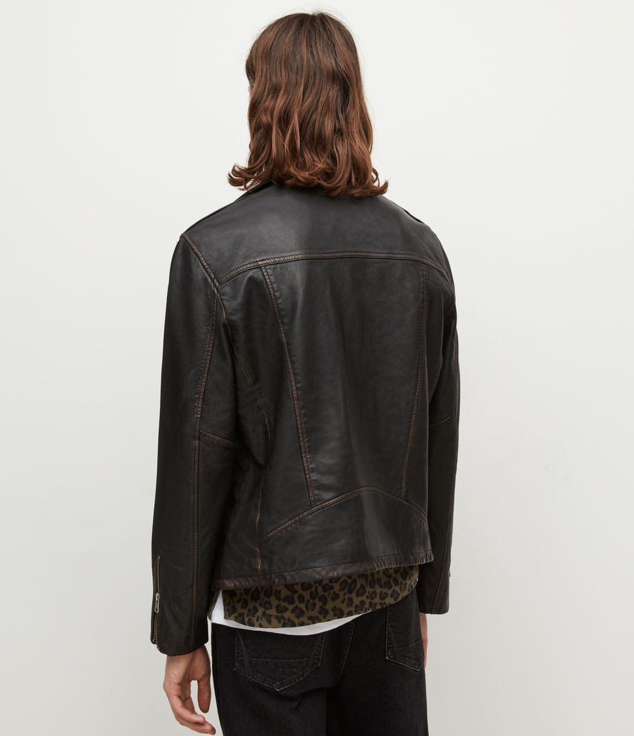 Men's Tobio Leather Biker Jacket (black) - Image 7
