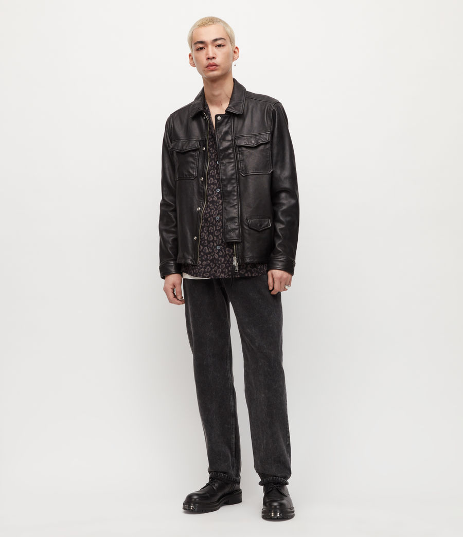 Men's Ukai Leather Jacket (black) - Image 3