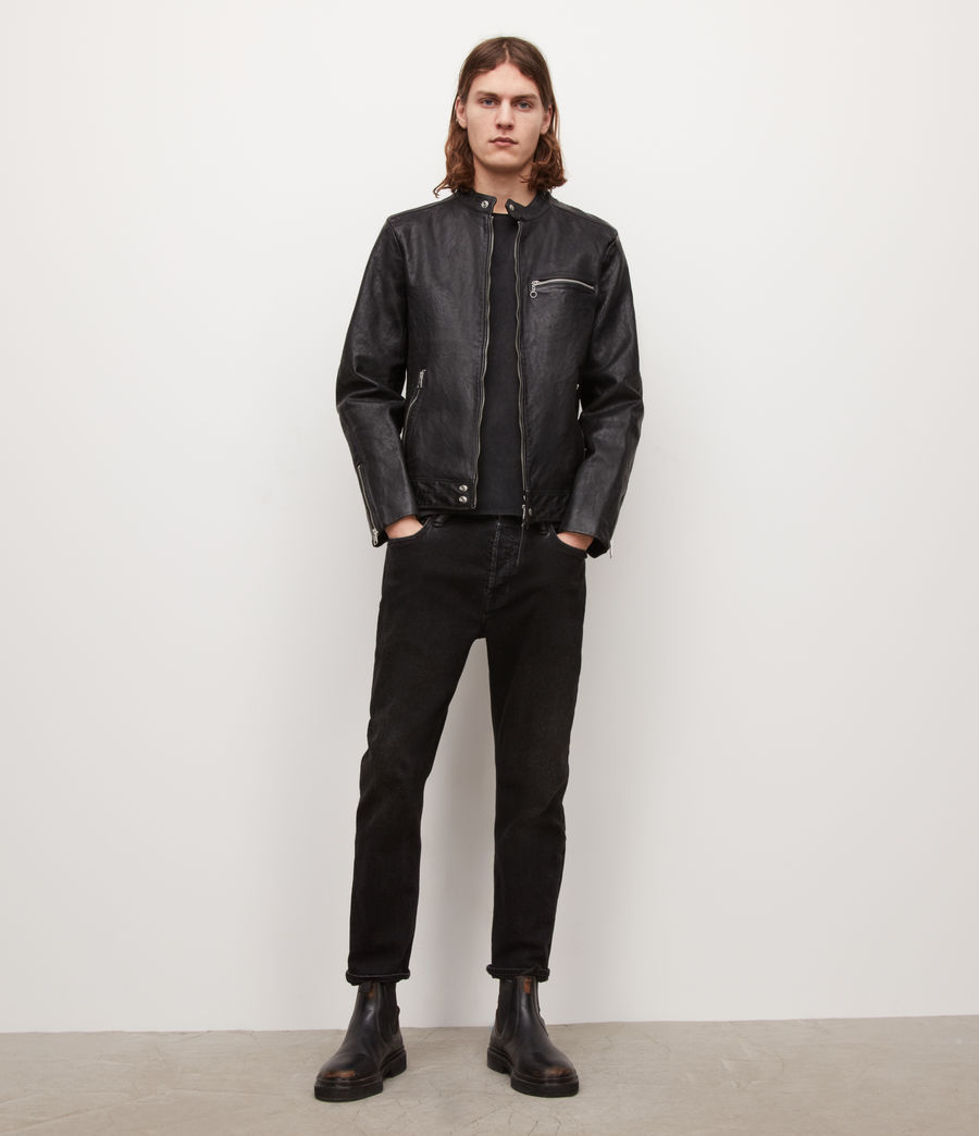Men's Reo Leather Jacket (black) - Image 3