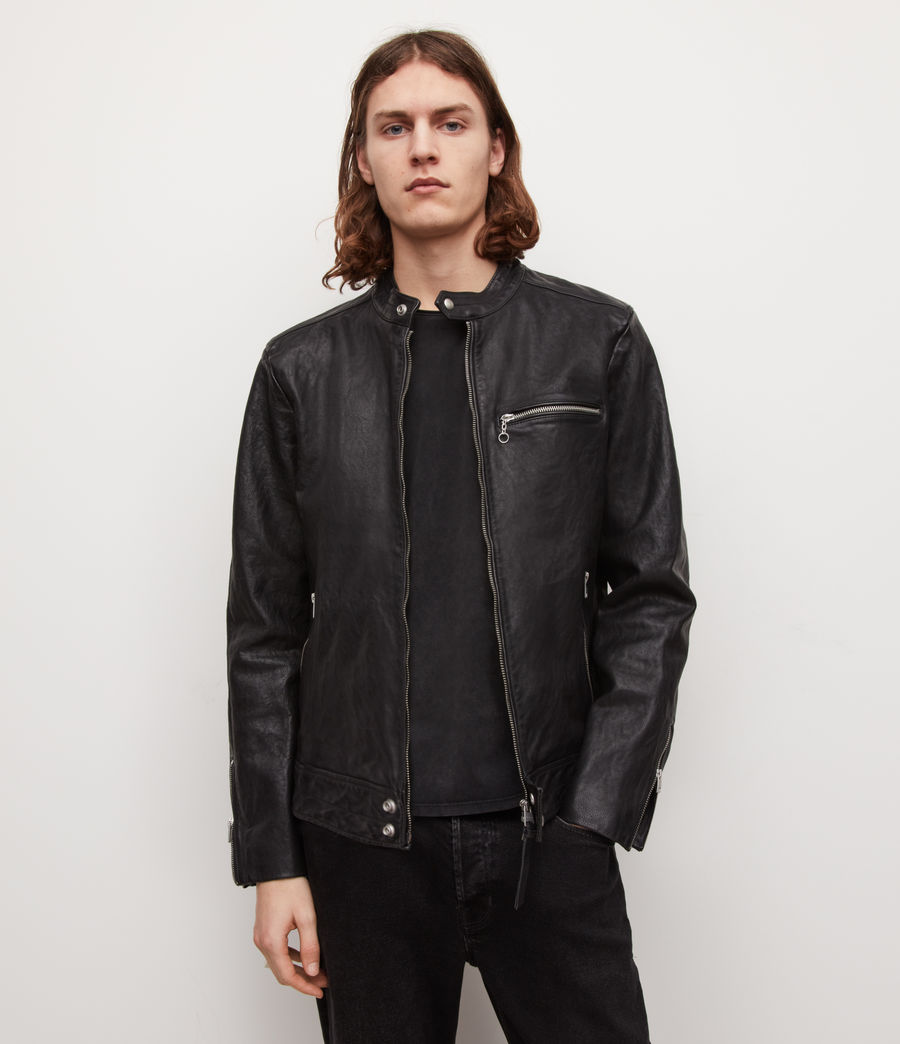 Men's Reo Leather Jacket (black) - Image 4
