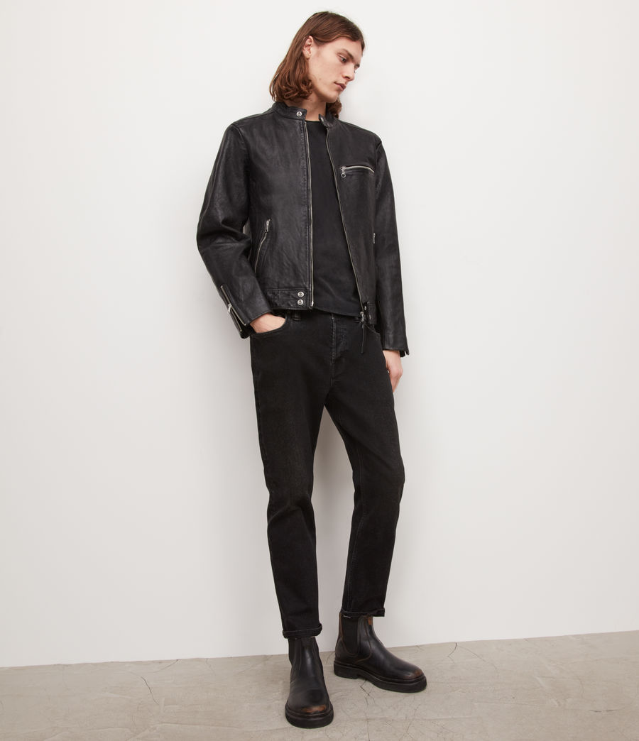 Men's Reo Leather Jacket (black) - Image 5