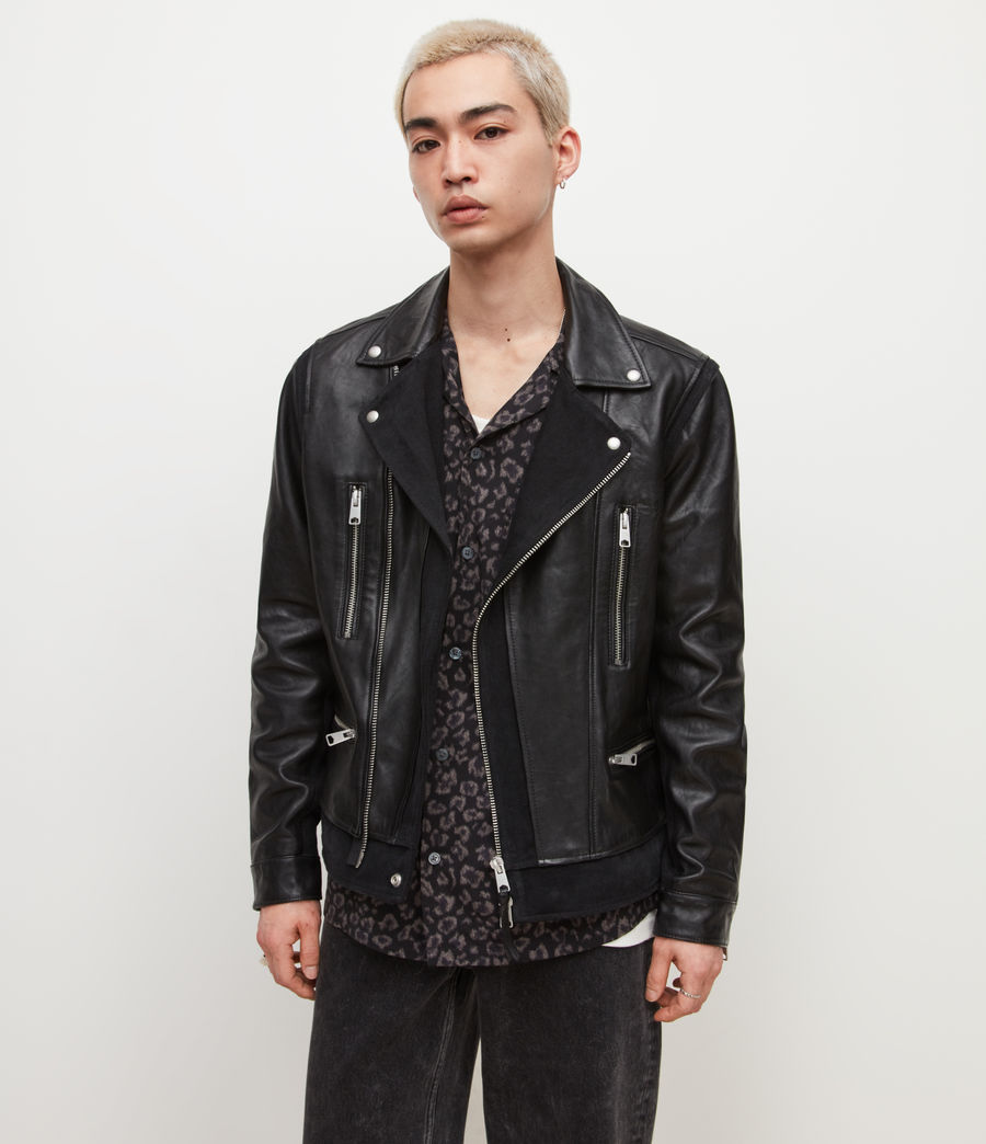 Men's Satori Leather Biker Jacket (black) - Image 1