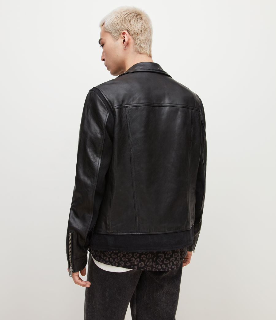 Mens Satori Leather Biker Jacket (black) - Image 5