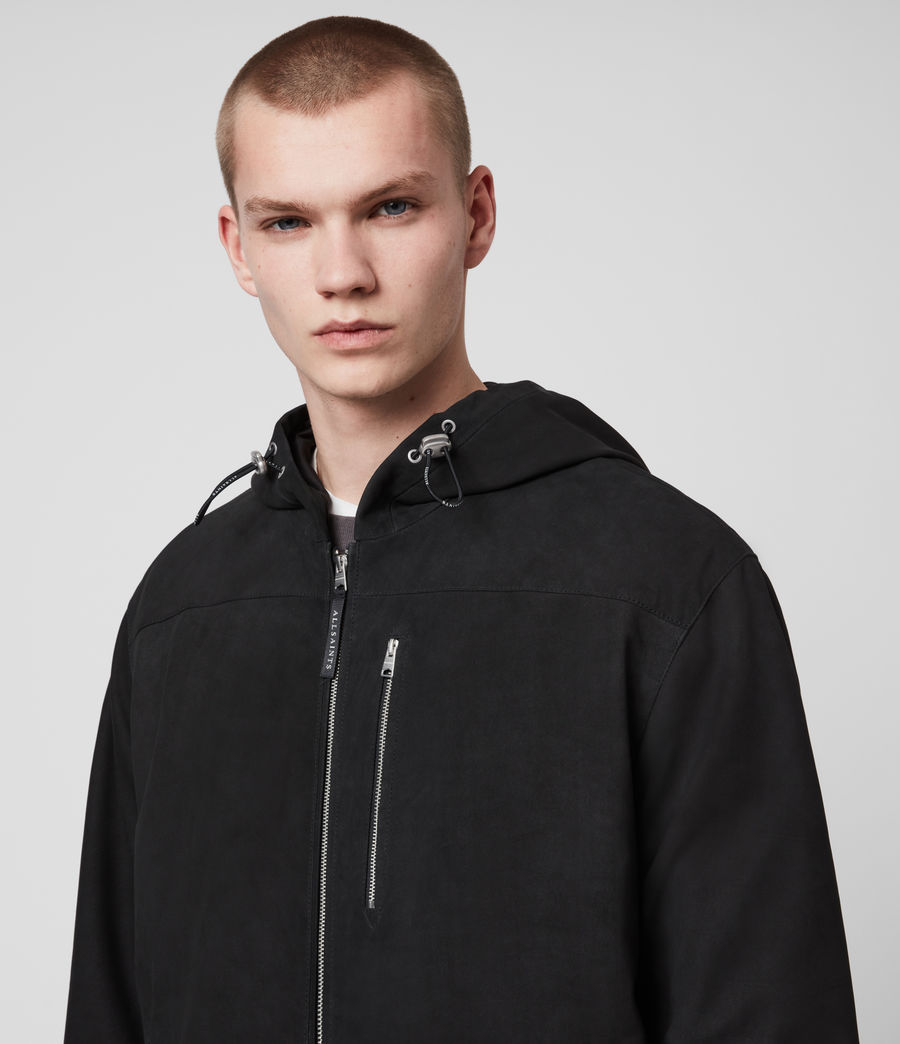 Bnwt Mens Large XL Showerproof Multi Pocket Black Jacket Coat Concealed Hood 