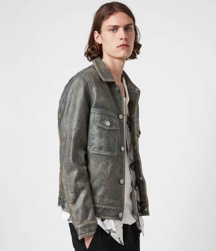ALLSAINTS UK: Mens Jenso Leather Jacket (indigo)