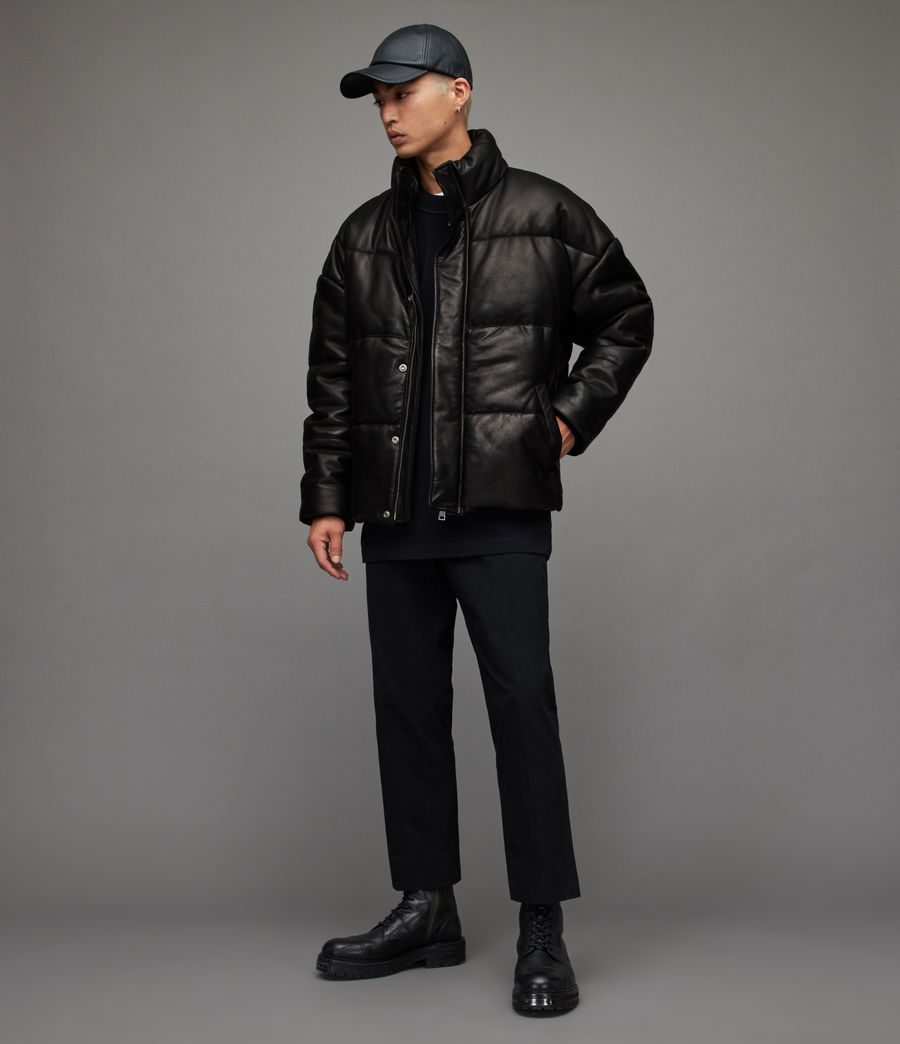Men's Mercer Leather Puffer Jacket (black) - Image 1