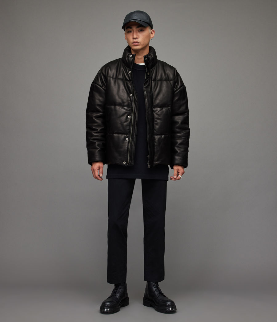 Men's Mercer Leather Puffer Jacket (black) - Image 4