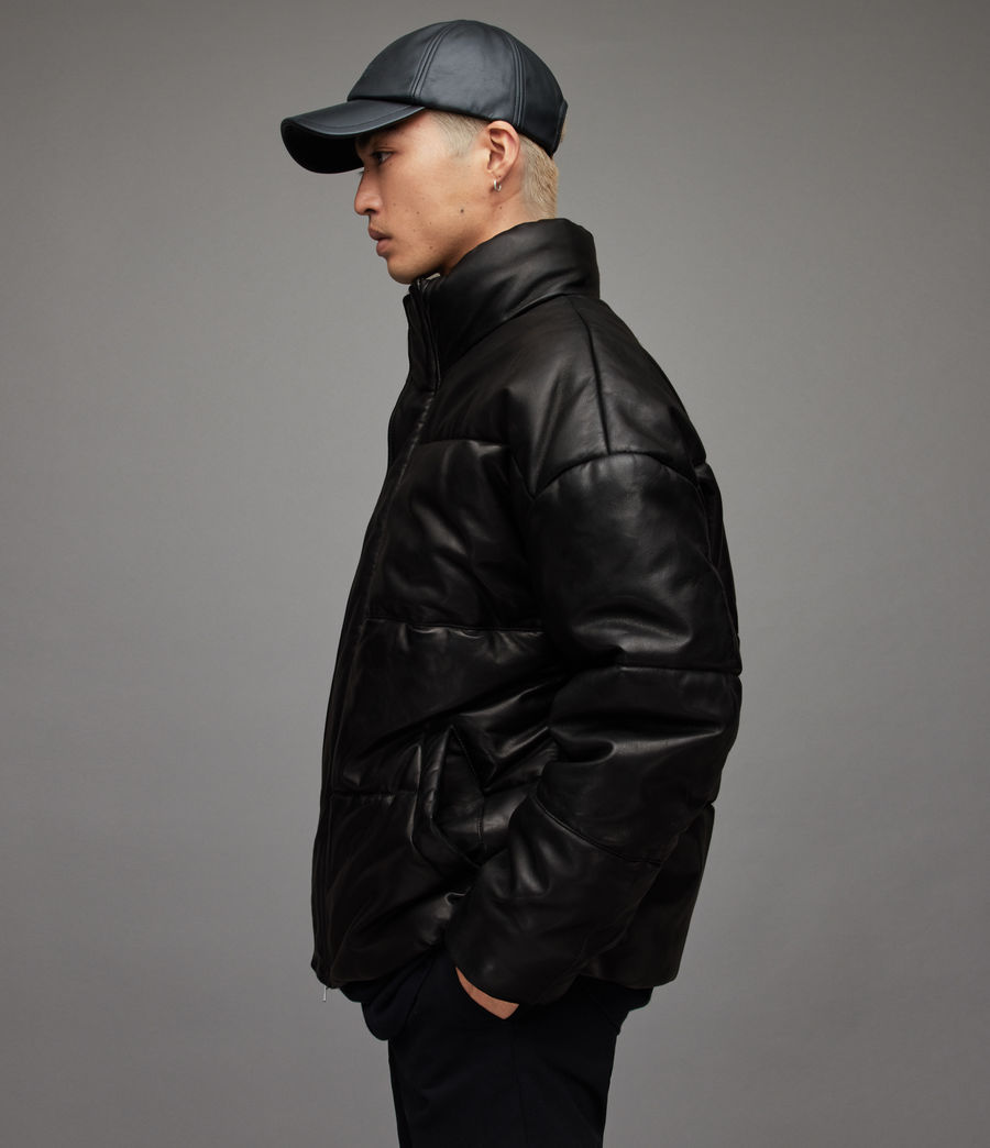 Men's Mercer Leather Puffer Jacket (black) - Image 5