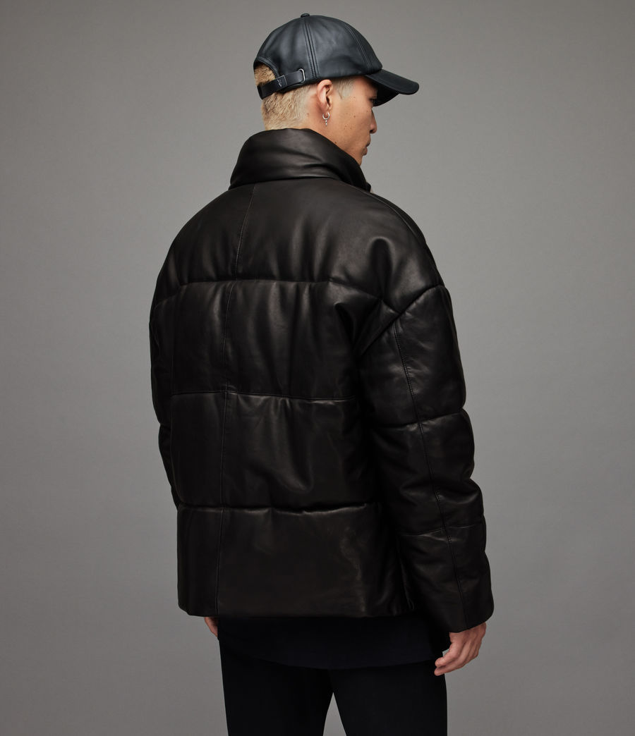 Men's Mercer Leather Puffer Jacket (black) - Image 8