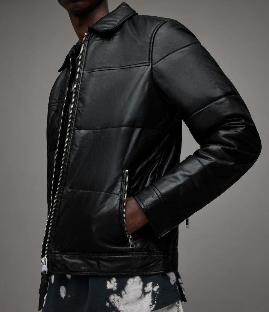 Men's Cobb Leather Puffer Jacket (black) - Image 2