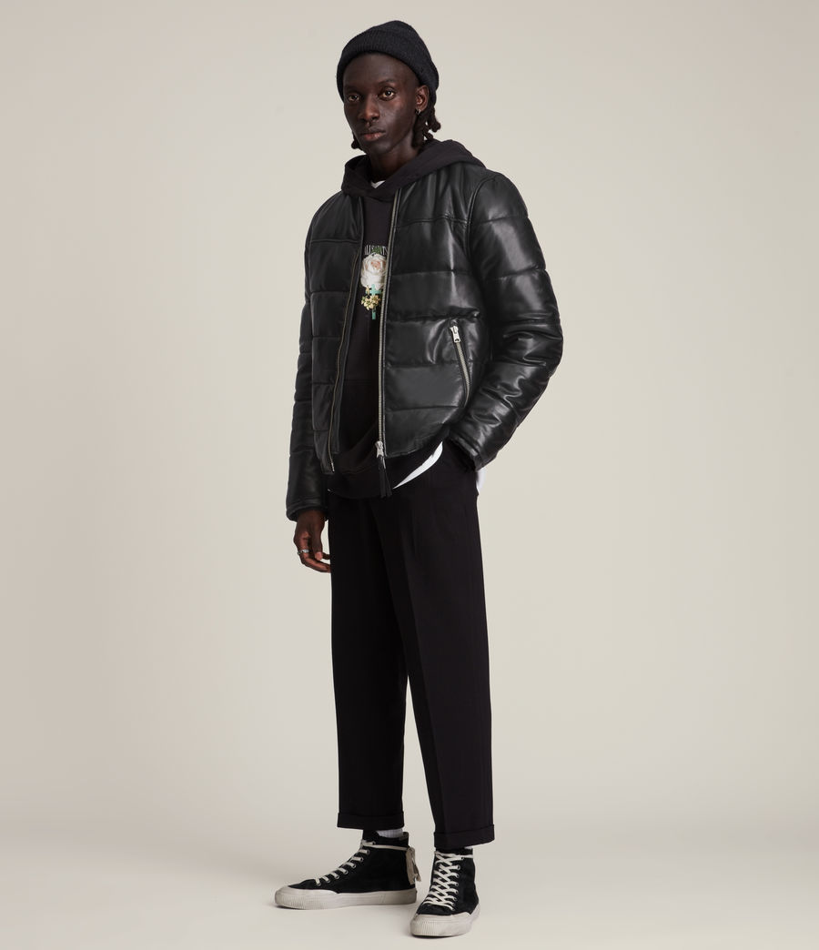 Men's Russel Leather Puffer Jacket (black) - Image 3