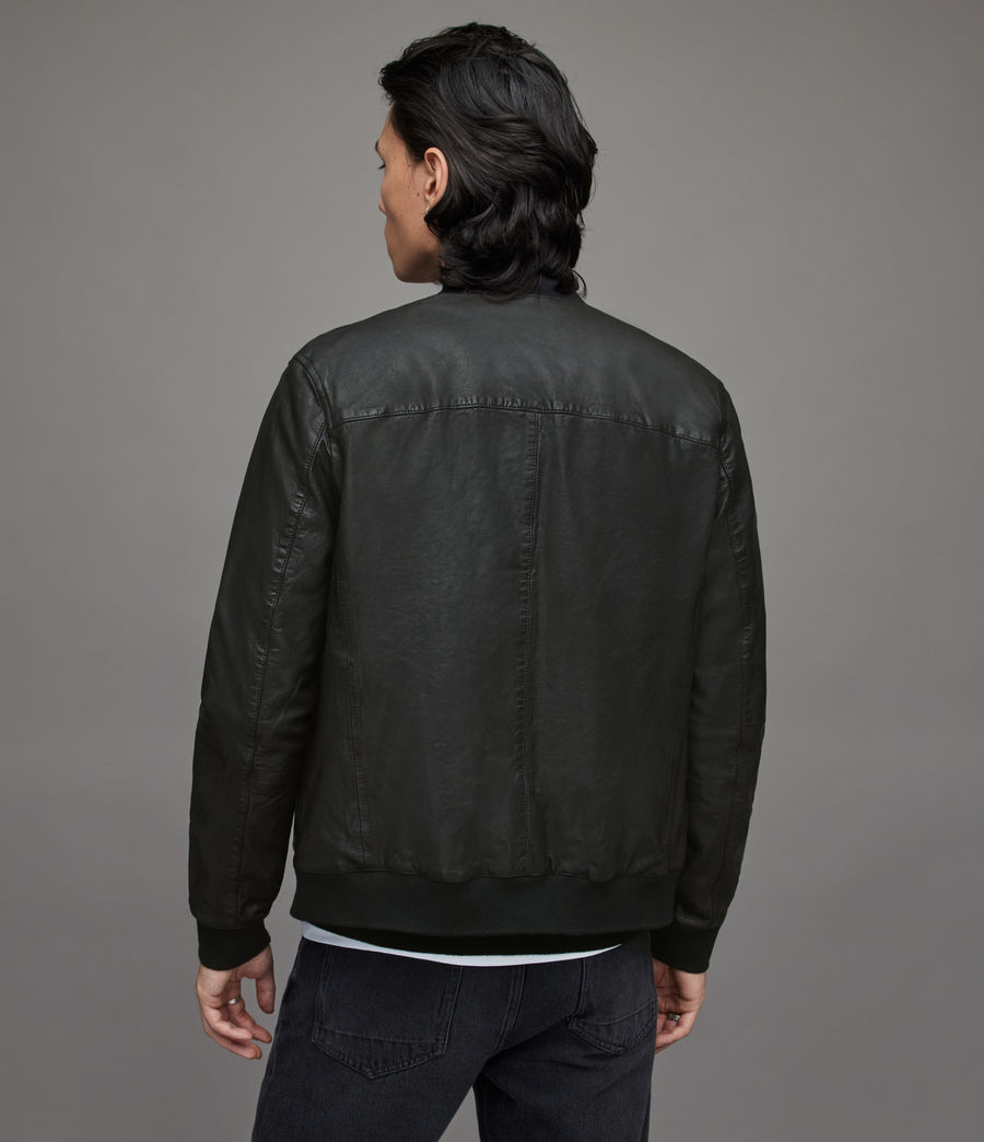 Mens Boyton Leather Bomber Jacket (black) - Image 4