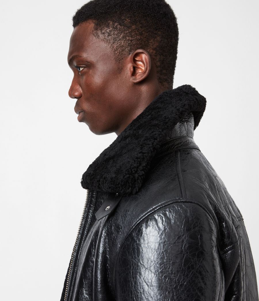 allsaints mens shearling jacket