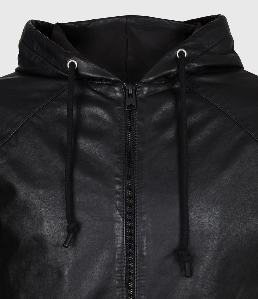 mens leather hoodie